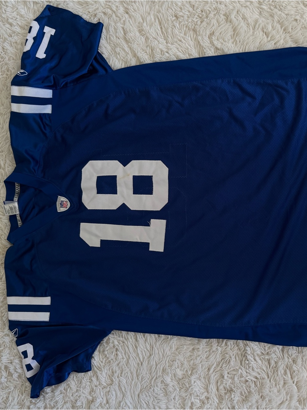 Reebok Blue and White Men’s Football Jersey #18